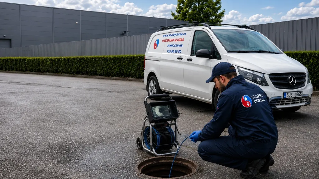 Technik Služby Dorda při čištění kanalizace